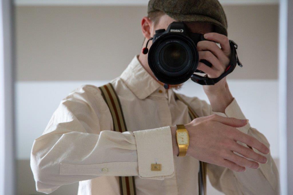 Me wearing the shirt, showing the right cuff
